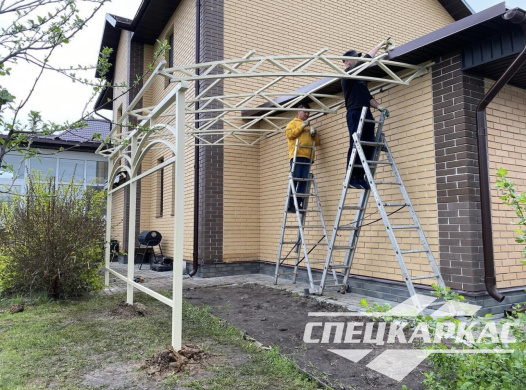 Навес к дому из поликарбоната для террасы №28 - фото 1238